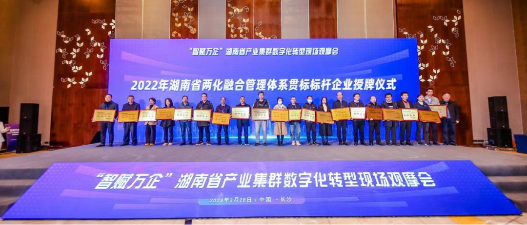 点赞！j9国际集团智能获评2022年度湖南省两化融合治理系统贯标标杆企业